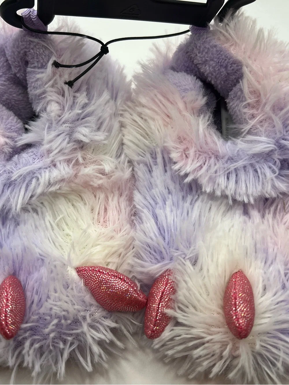 Carter's Plush Fuzzy Mittens with Sparkle Paw Accents - Lavender Pink White